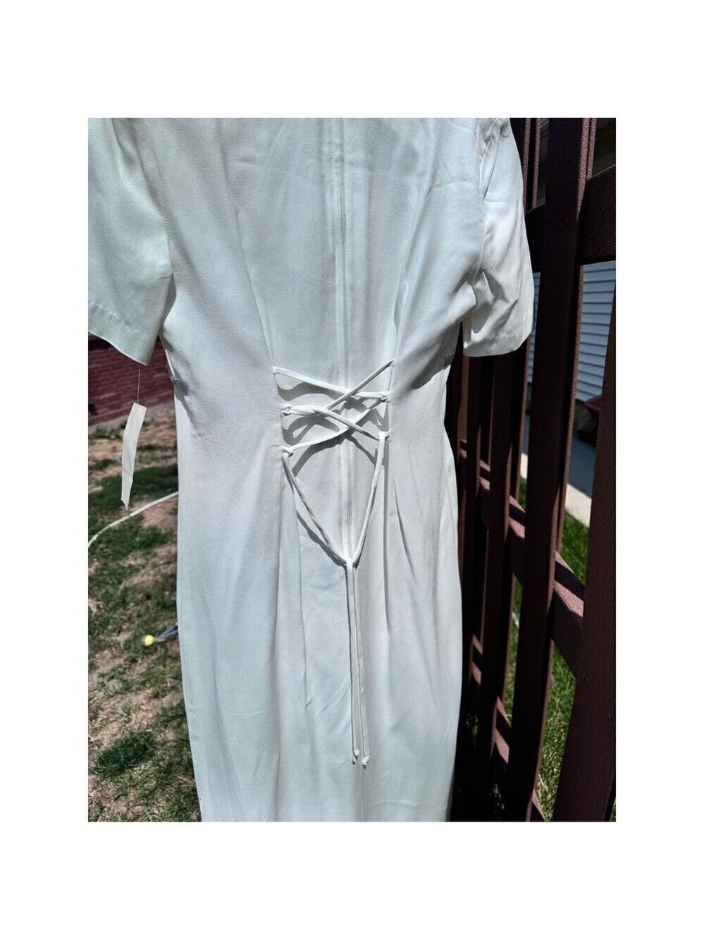 Vintage Sears dress BNWT size 7/8 Be Smart long satiny creamy - Picture 10 of 16